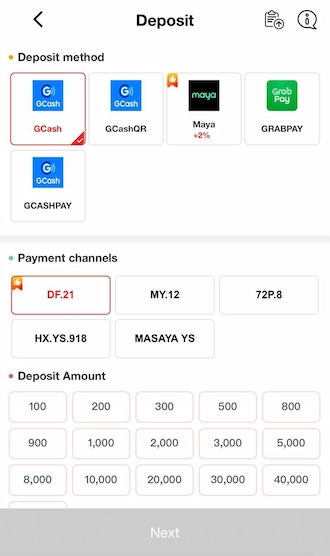 Step 2: Select the GCash deposit method