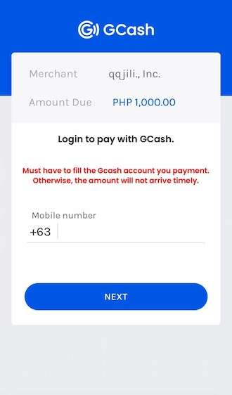 Step 4: Please log in to your GCash account with your phone number