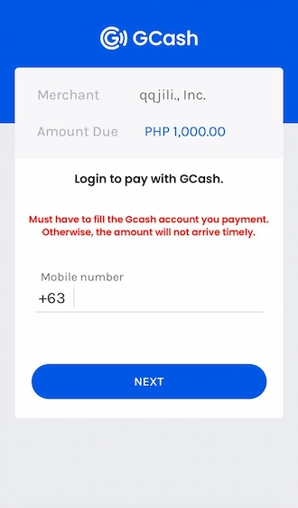 Step 4: Please log in to your GCash account 