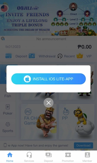 Step 2: Continue clicking on INSTALL IOS LITE-APP