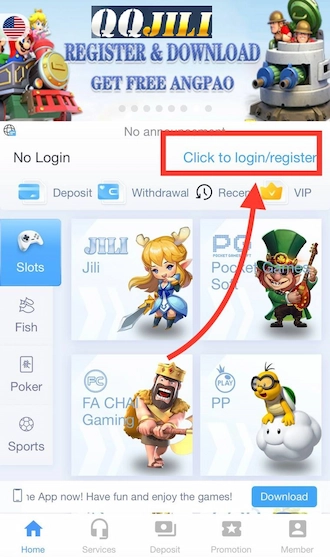 Create an account on QQJILI