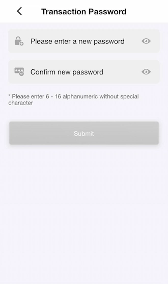 Step 2: Please enter a new transaction password and confirm again